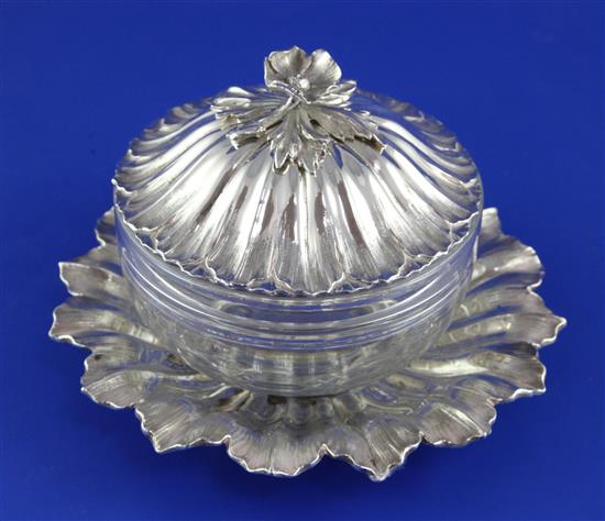 A William IV silver buttercup butter dish with cover and stand by Charles Thomas Fox, 11.5 oz.